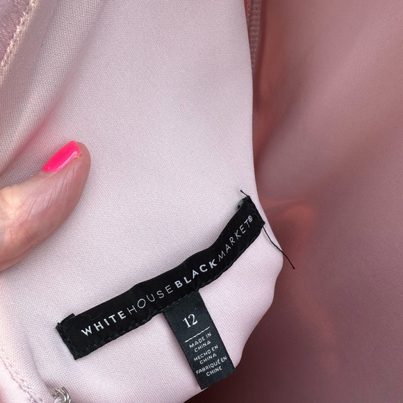 White House Black Market blush color crepe dress with satin collar. new. - Picture 4 of 5